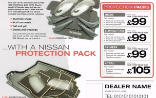 Nissan protection pack leaflet inside spread.