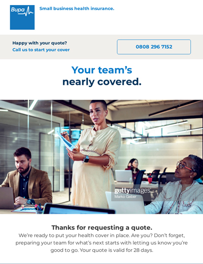 Bupa customer journey email.